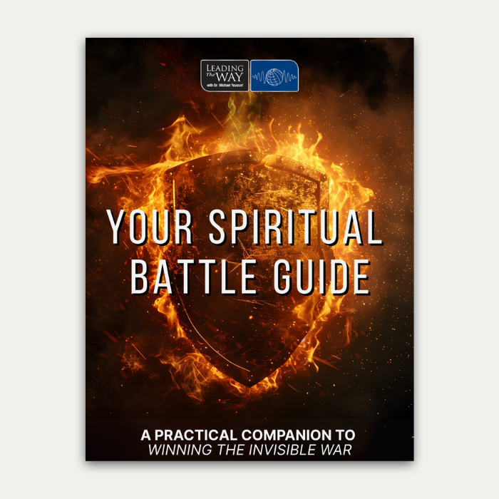 Your Spiritual Battle Guide Cover with flaming shield